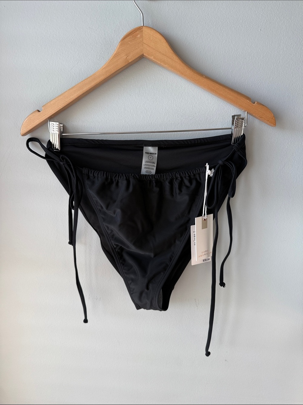 Good American Black String Tie Bikini NWT